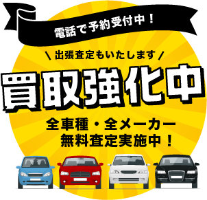 買取強化中！全車種・全メーカー無料査定実施中！